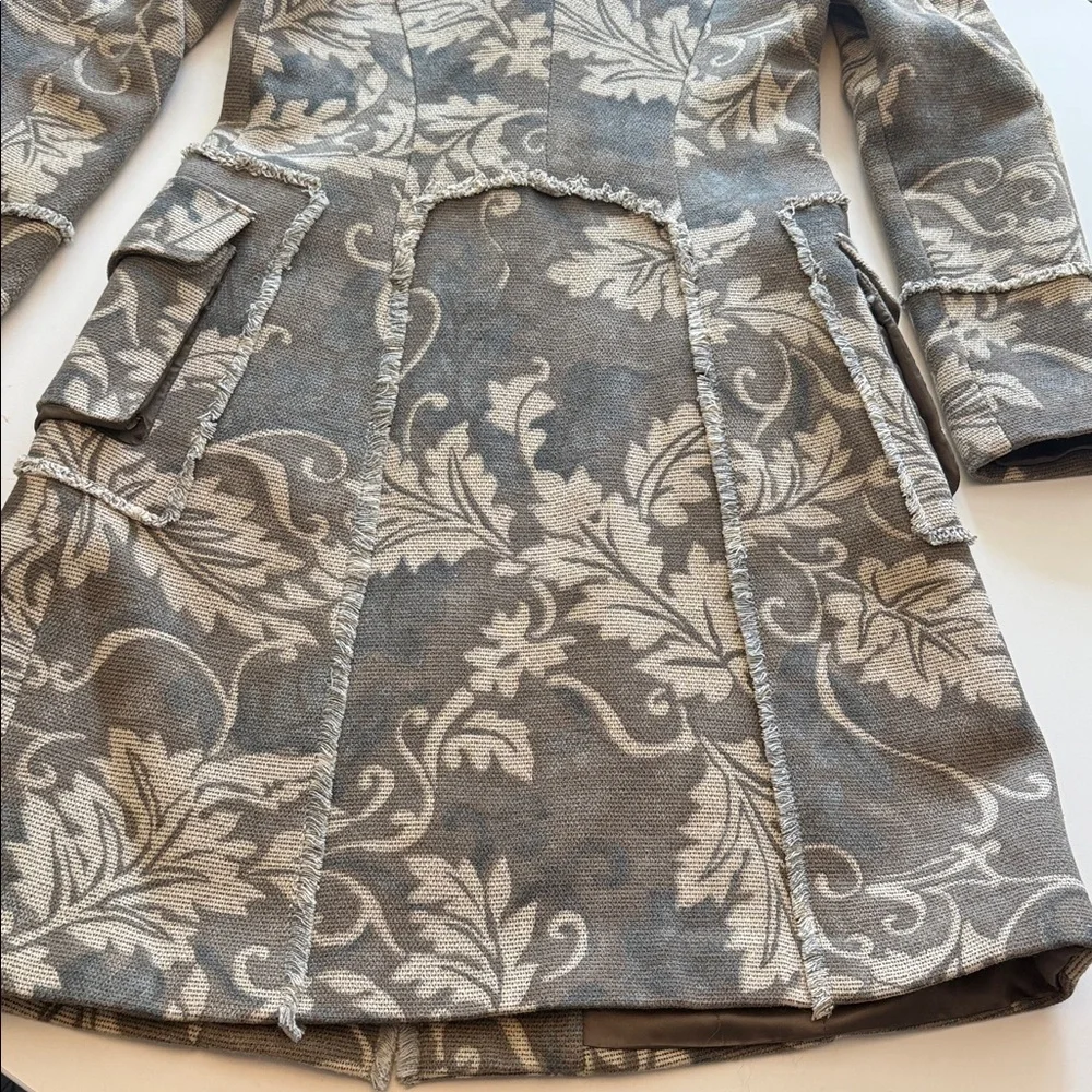 Mango (MNG) floral damask tapestry jacquard boho trench coat XS - Picture 8 of 13